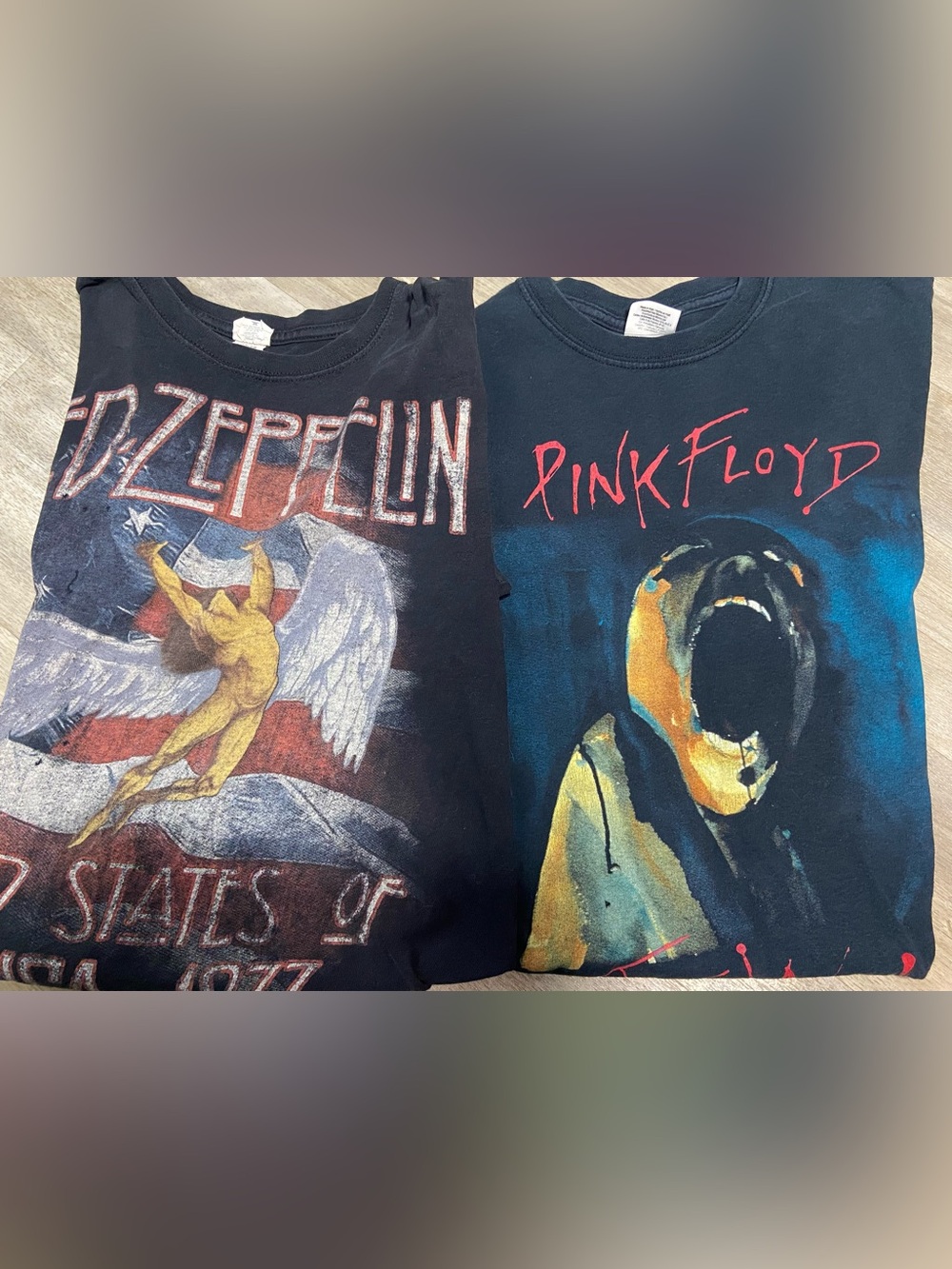 Lot of 2 Vintage Y2K Led Zeppelin & Pink Floyd Concert Tees Men's S
